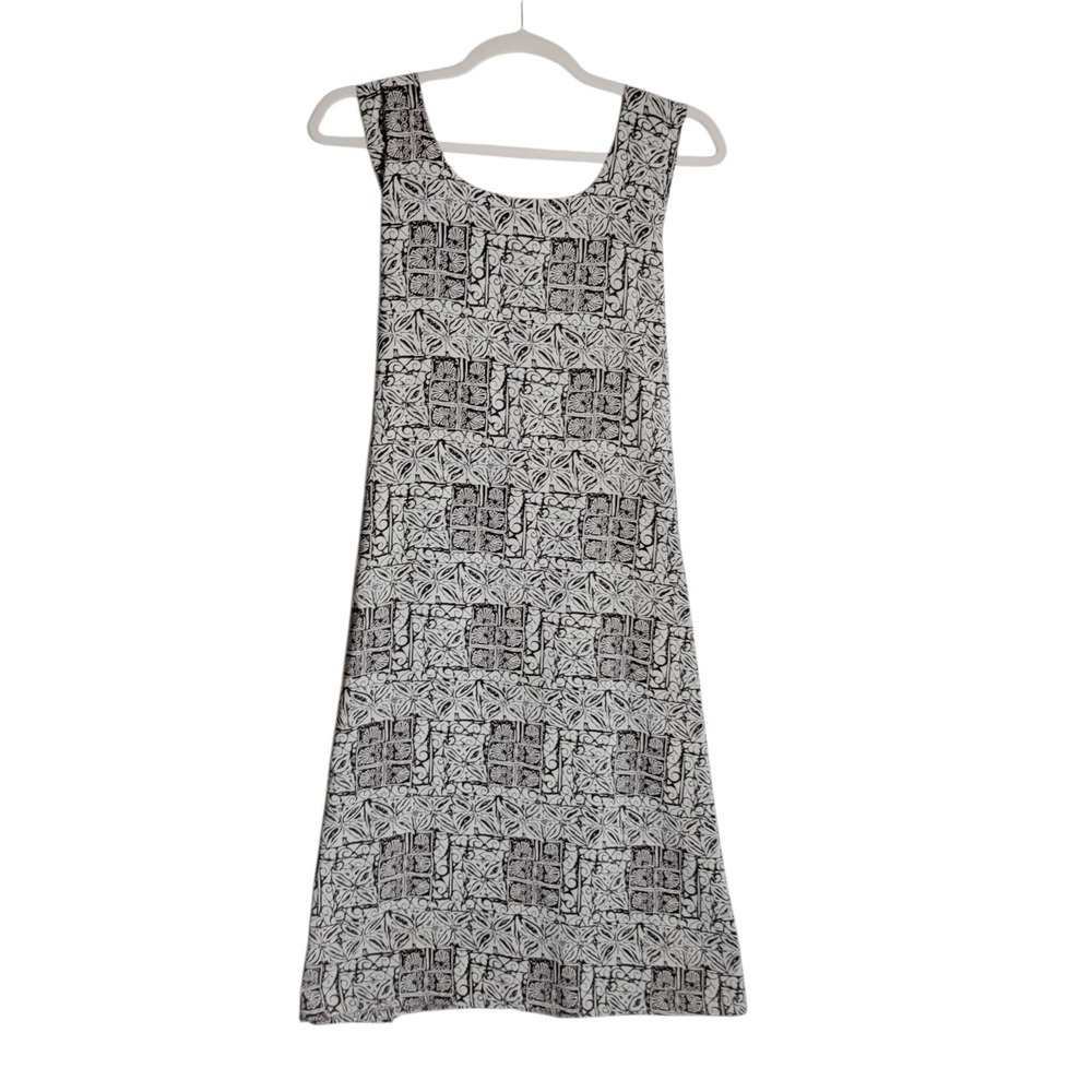 Awesome Wear Womens 2X Black White Geometric Floral Midi Dress Made in USA‎
